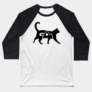 Abstract black Cat - Typography Baseball T-Shirt